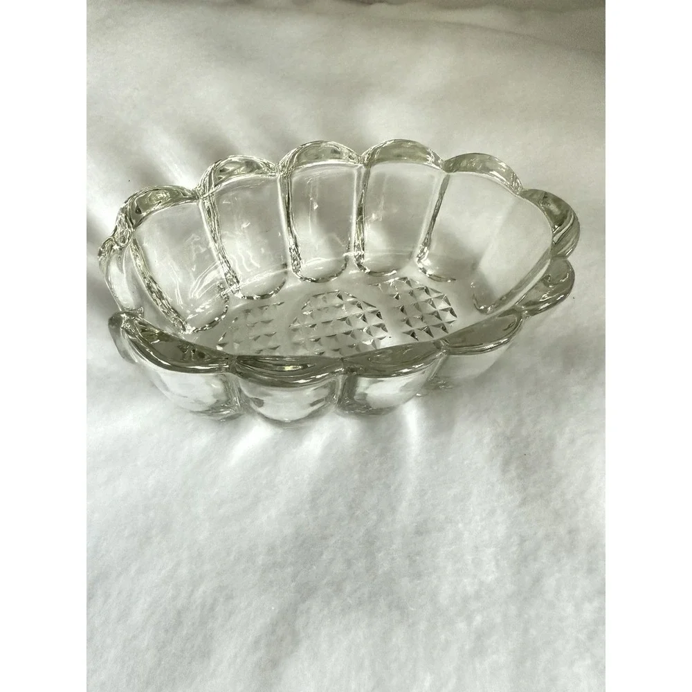 MCM‎ Princess House Vintage Spoon Holder with Slot Ribbed Thick Clear Glass